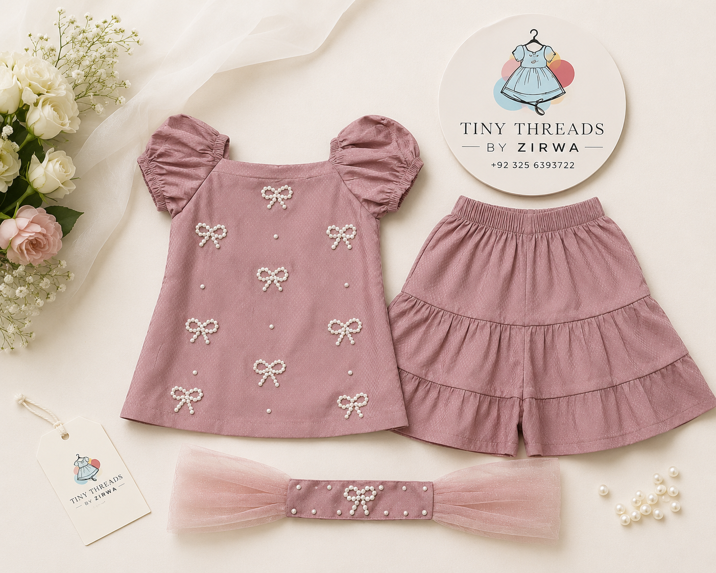 Rose Bow Luxe 3-Piece Dress