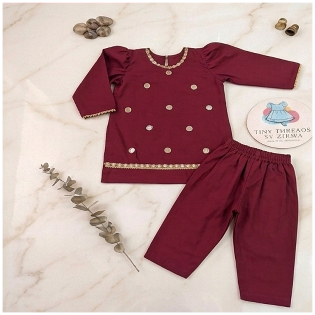 Maroon Kurta & Trouser Mirror work 2pc