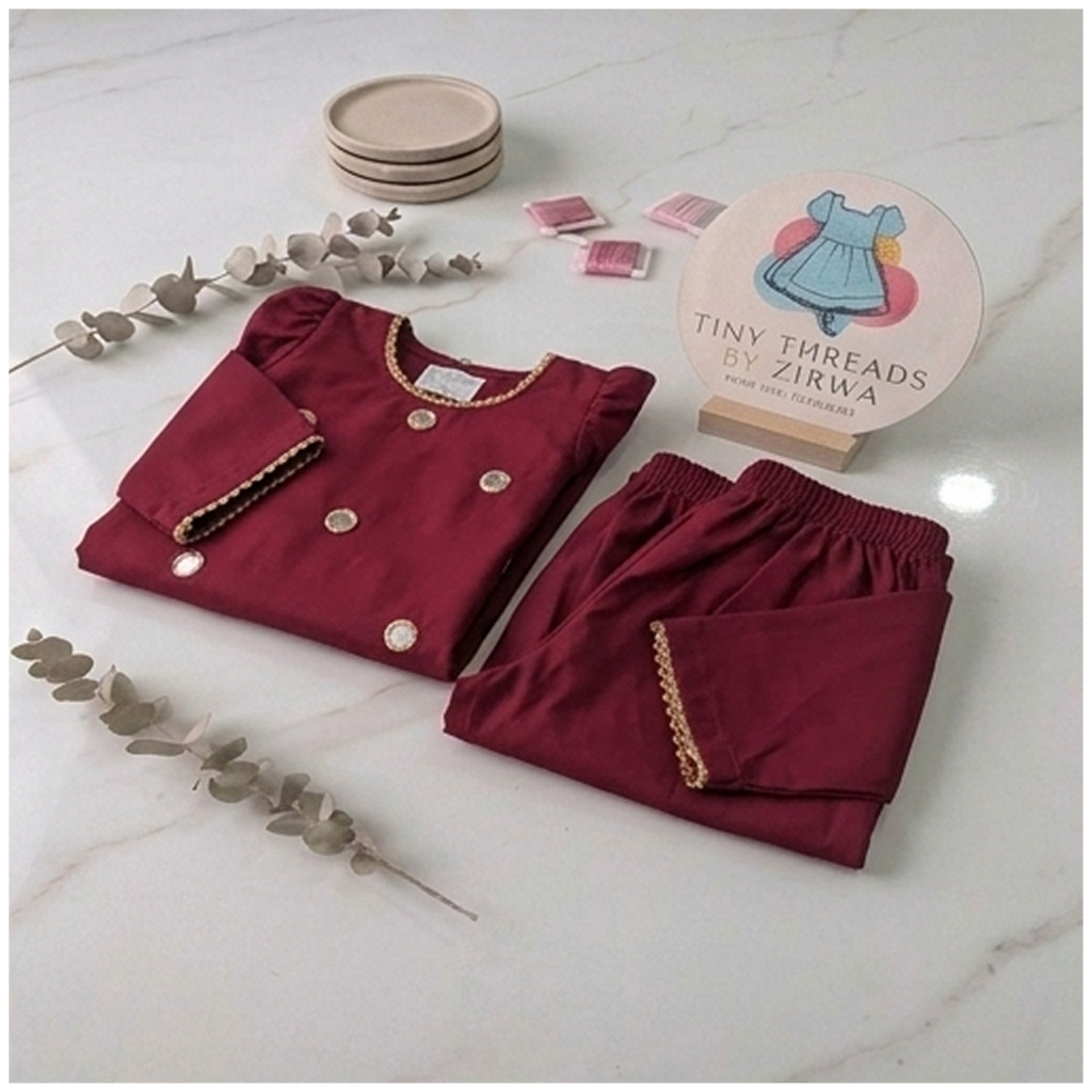 Maroon Kurta & Trouser Mirror work 2pc