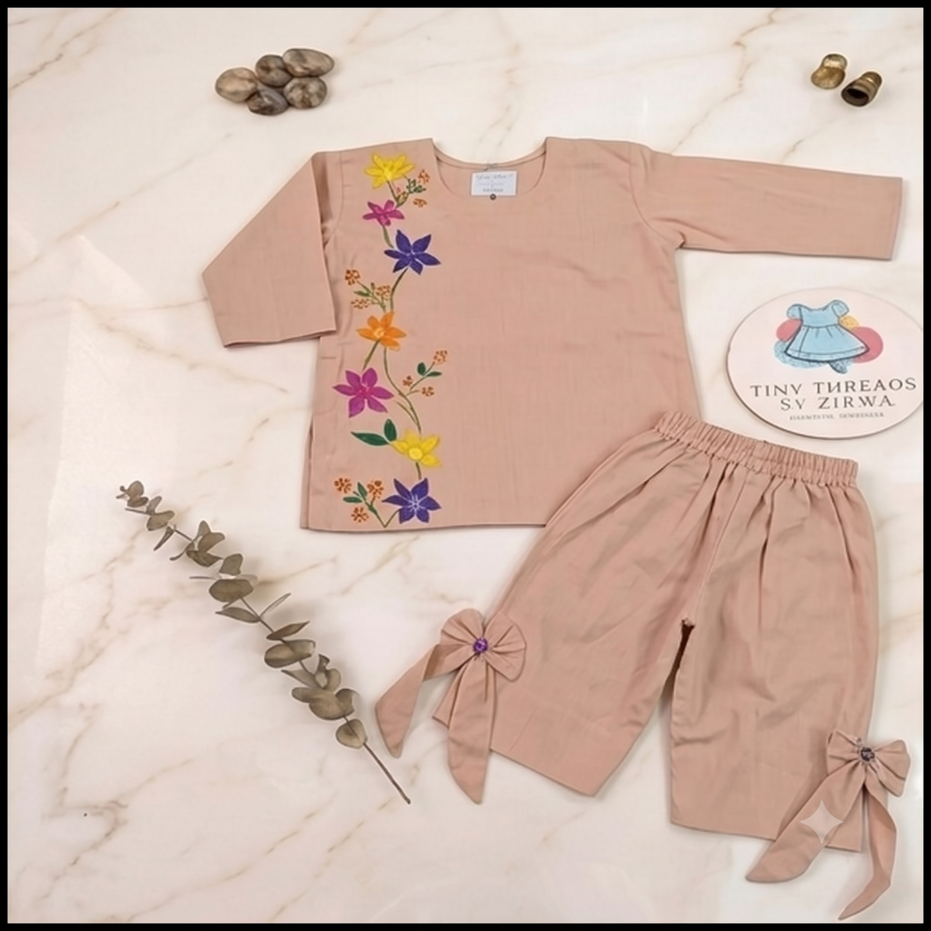 Floral Hand Painted 2-Piece -  Tea Pink