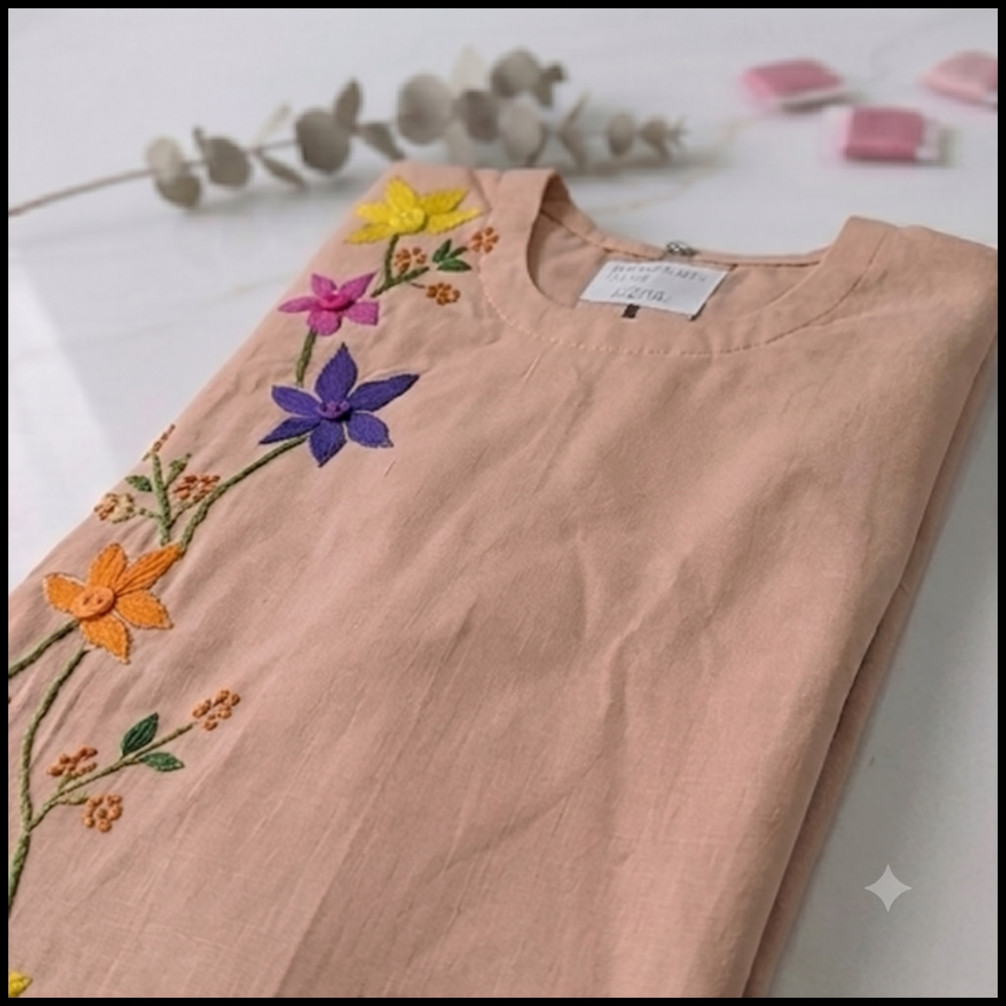 Floral Hand Painted 2-Piece -  Tea Pink