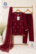Maroon Kurta & Trouser Mirror work 3pc