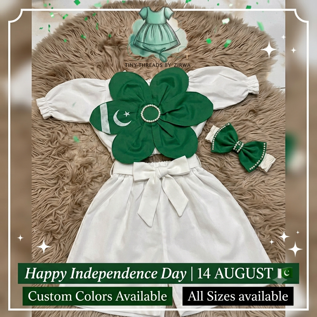 Azadi Bloom Petal 2-Piece Set (Green & White)