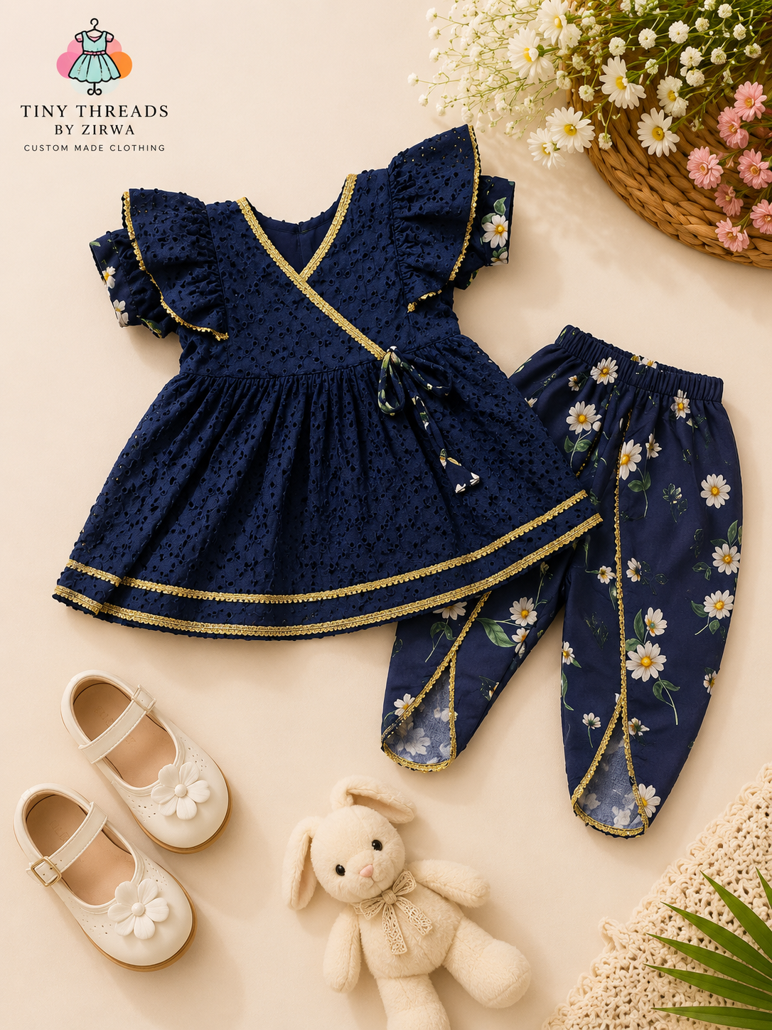 Midnight Bloom Eyelet Dress Set
