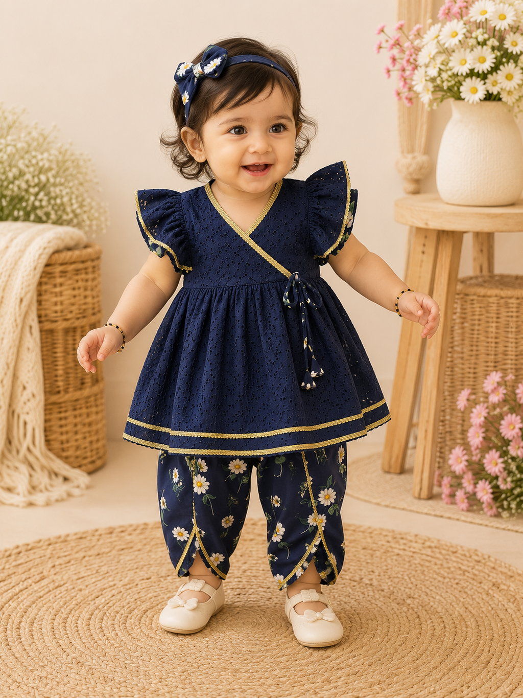 Midnight Bloom Eyelet Dress Set